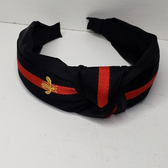 Black / Red Gold French Bee Headband - Picture 2 of 4